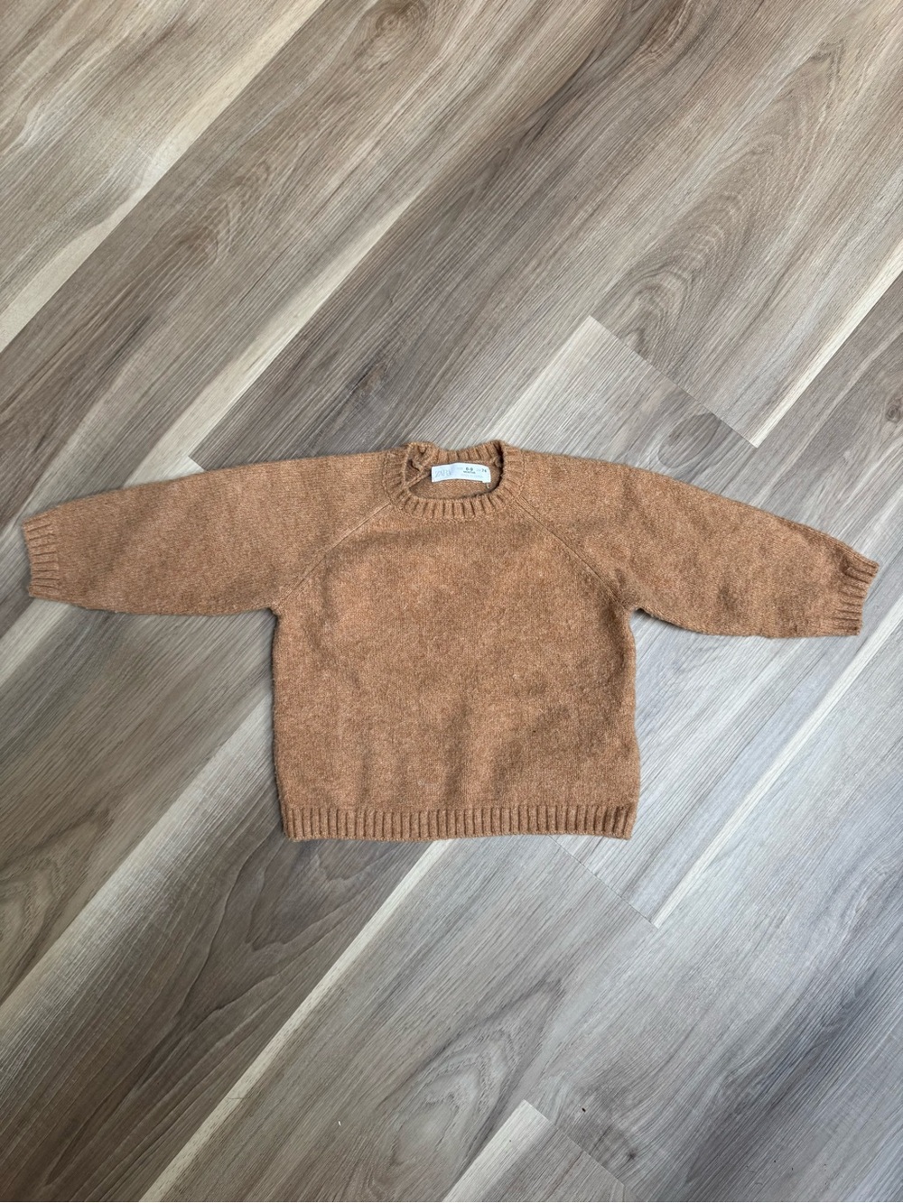 Zara Kids Cozy Crewneck Sweater in Camel